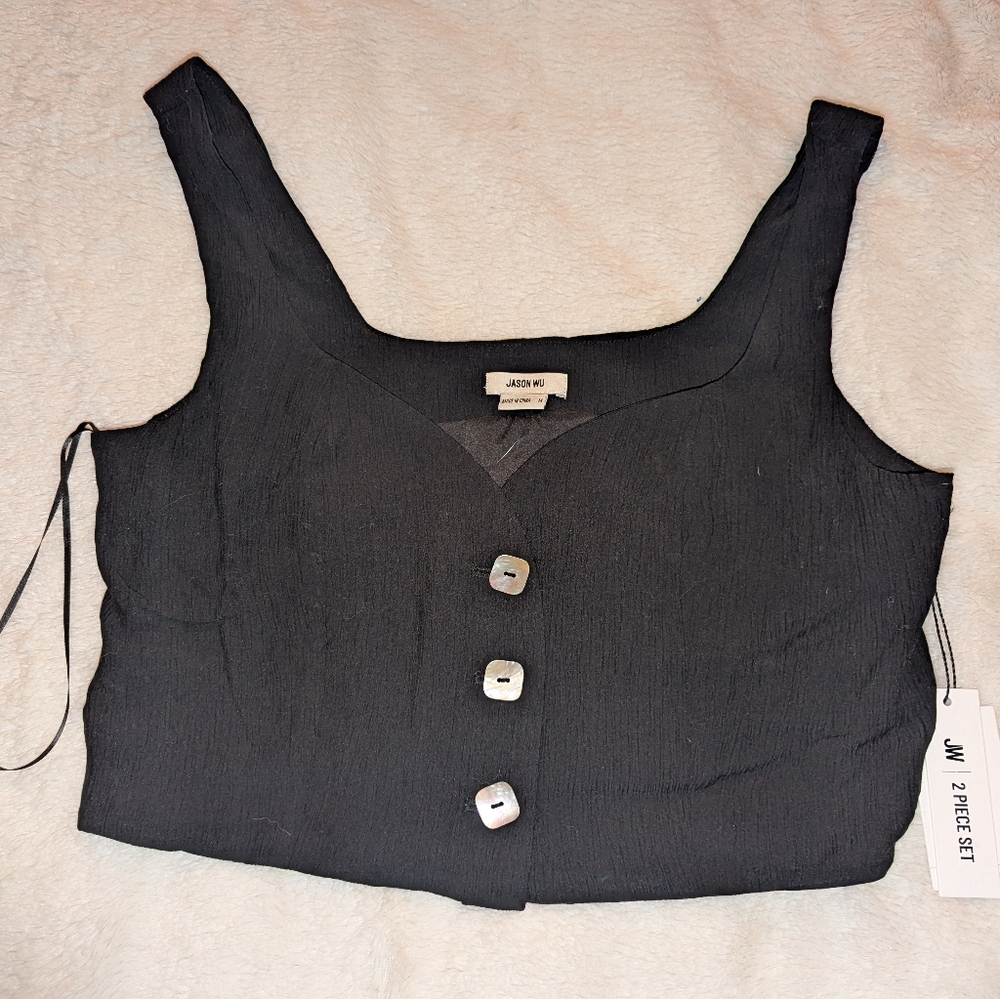 Jason Wu crop top with abalone buttons sz M